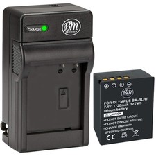 BM BL-H1 Battery and Charger for Olympus OM-D E-M1 II, E-M1 III, E-M1X, BCH-1