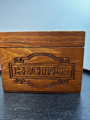 Vintage Wooden Recipe Hinged File Box Kitchen Farmhouse Cottagecore