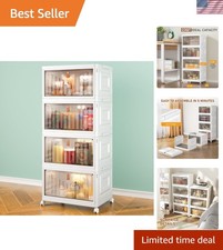 4 Tier Storage Bins with Lids, 23QT Stackable Closet Organizers and Storage w...