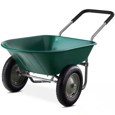 5 Cu. Ft. Green Plastic Wheelbarrow with Padded Handles