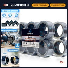 Heavy Duty Clear Packing Tape - 12 Rolls, 1.88" x 60 Yards, Ideal for Shipping