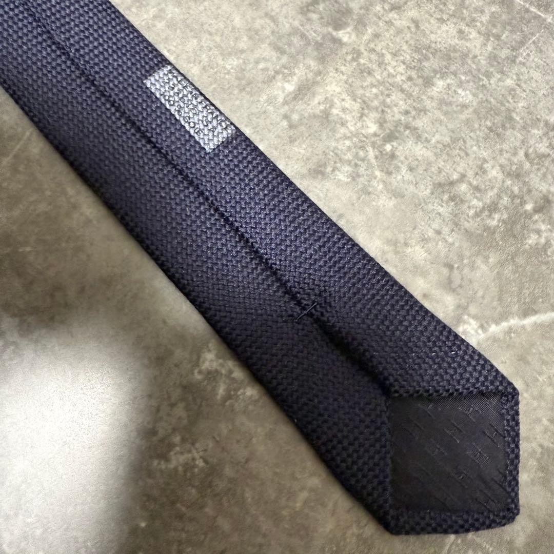 HERMES Necktie Navy Solid Plain Thick - image 8