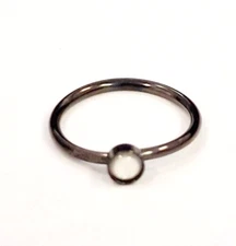 Nose Hoop Split Ring Annealed 20 Gauge 5/16" w/Opal White 1.5mm Gem Black IP