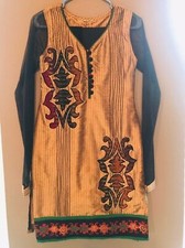 Black Gold Embroidered 3 Piece Salwar Kameez Traditional Indian Ethnic Partywear