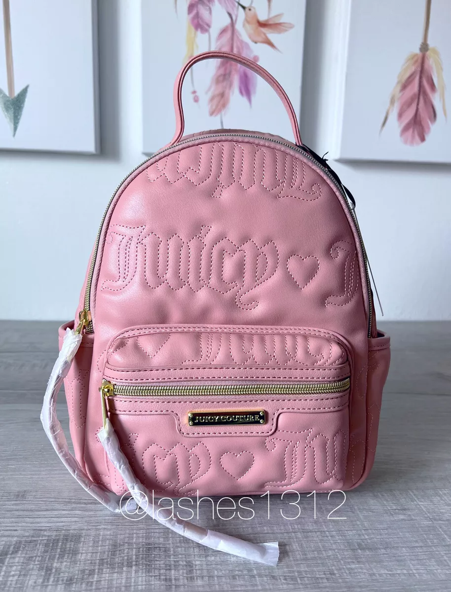 JUICY COUTURE Bag Puff Backpack Purse - Taffy Pink Logo