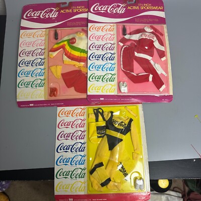 Vtg BBI TOYS COCA-COLA 11 1/2'' FASHION DOLL BARBIE ACTIVE SPORTSWEAR OUTFITS NIB