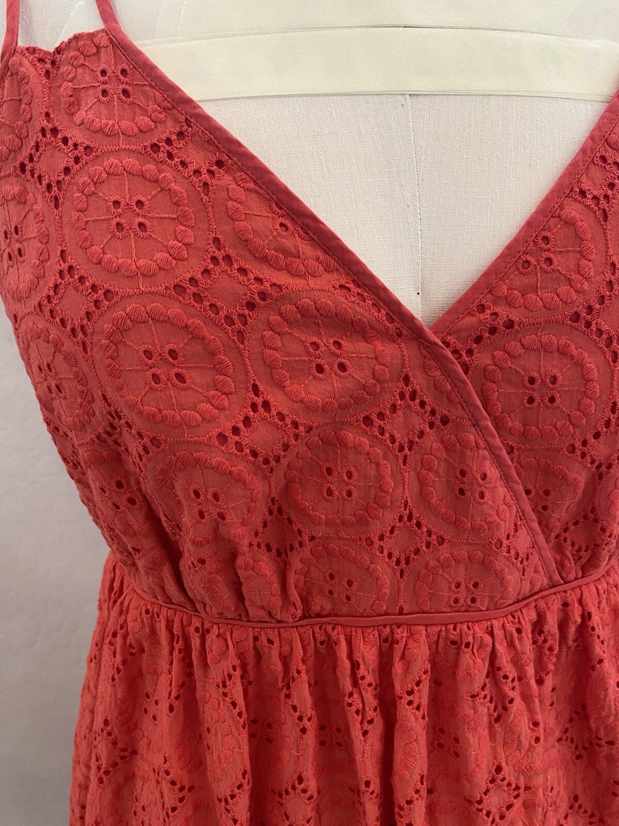 j crew orange eyelet dress J. Crew Orange Eyelet Flutter Sleeve Cotton Shift Dress size6