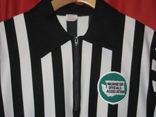 VTG 70s BLACK WHITE STRIPE REFEREE SHIRT AUTHENTIC WASHINGTON PATCH COS-PLAY