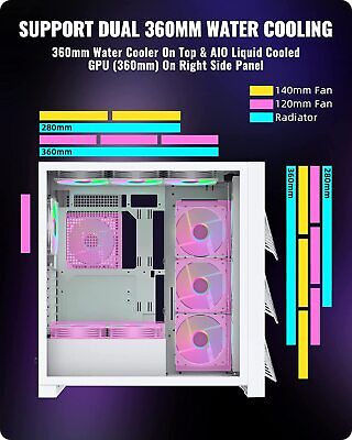  Segotep T3 White Mid-Tower ATX Gaming PC Case, Support Top &  Side 360mm Radiators, GPU Snap-On Opening & Closing Front Panel, Type-C  Ready, Tool-Free Disassemble (Pre-Install One ARGB & PWM Fan) 