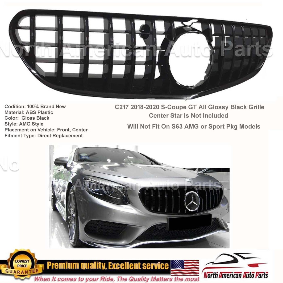 S Coupe GT Grille All Black S560 S500 C217 C217 GT 2018 2019 2020