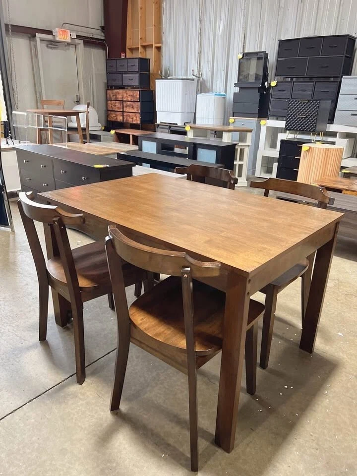 Комплект обеденного стола из 5 предметов с 4 стульями, выдвижная кухня 47,3-65 дюймов - Изображение 3 из 4