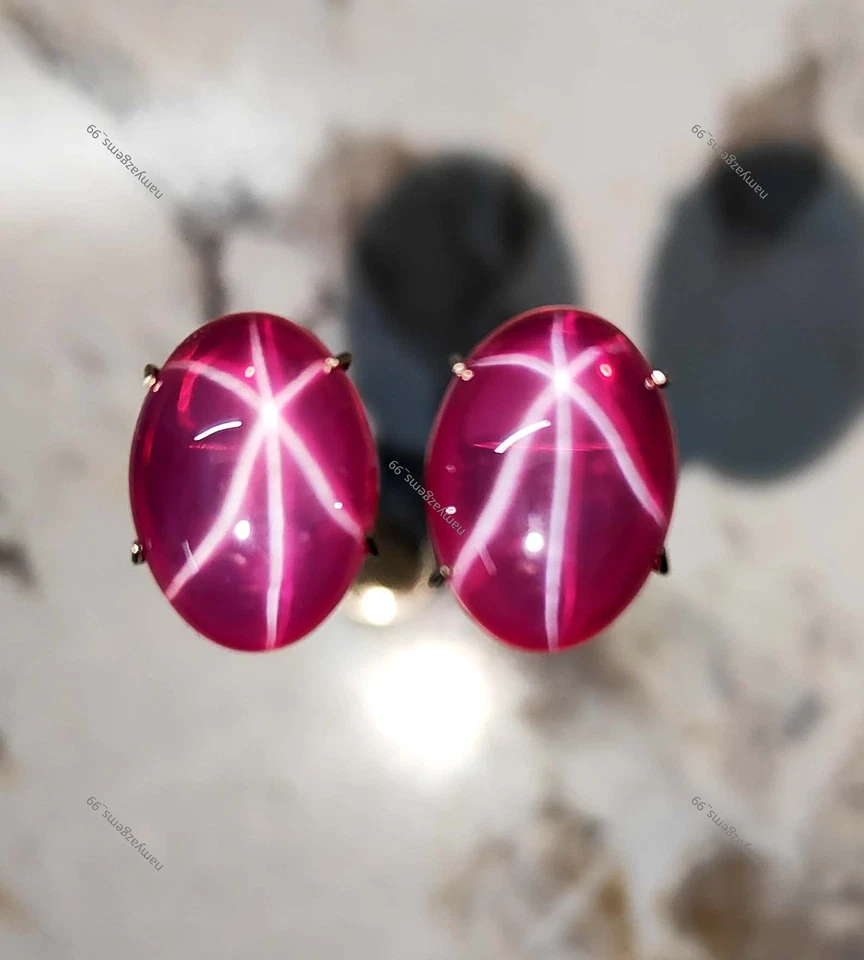 6 Rays NATURAL RED Star Ruby 20 Ct Oval Cabochon CERTIFIED Loose Gemstone - Image 3 of 4