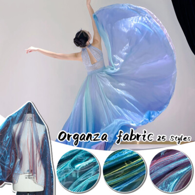  Lase Gradient Fabric Polyester Shiny Fabric for Diy Sewing Hanfu Dress 50*150cm
