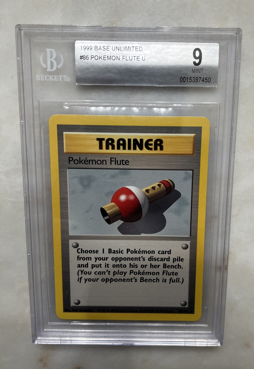 1999 Pokemon Base Unlimited Pokemon Flute U #86 BGS 9