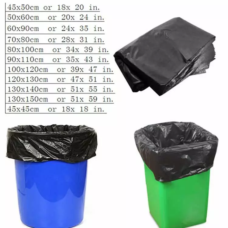 Garbage Bag Black Flat Mouth Disposable Plastic Bag Waste Refuse