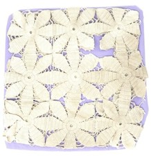 Vintage Crochet Ivory Purple Lavender Square Throw Pillow 13" L x 13" T