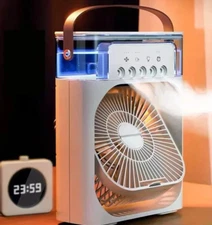 SALE 3-in-1Portable Air Cooler Fan USB Mini Air Conditioner Humidifier LED Light