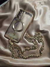 Samsung S23 Plus  Phone Strap Gold Chain See Thru Holder Crossbody Accessories
