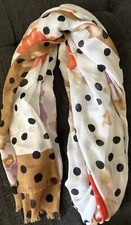 Polka Dot/ Floral Rectangular Scarf Lightweight. 69x25. Used. Floral/ Polka Dots