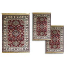 Tris Tappeti camera da letto classico con frange RUBEN Rosso dis 315