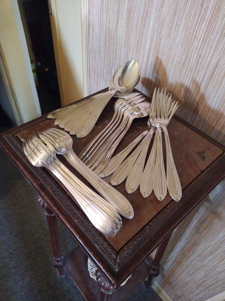 GULDEN, Lot de 2 couverts de table en métal argenté vintage 1940-1950