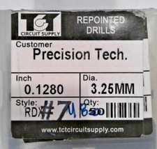 TCT REPOINTED DRILLS RDX 3.25MM 0.1280" DIA 0.472" FLUTE LOT OF 36 