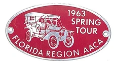 1963 AACA Florida Region Spring Tour Antique Auto Show Dash Plaque