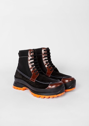 Paul Smith Brutus Men's Leather Vibram Combat Ankle Boots Black Brown Size UK 8 - Picture 3 of 16