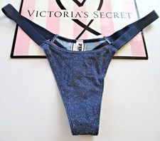 VICTORIA'S SECRET PINK Cotton High Leg Micro Thong Panty VS Denim Blue S M L XL