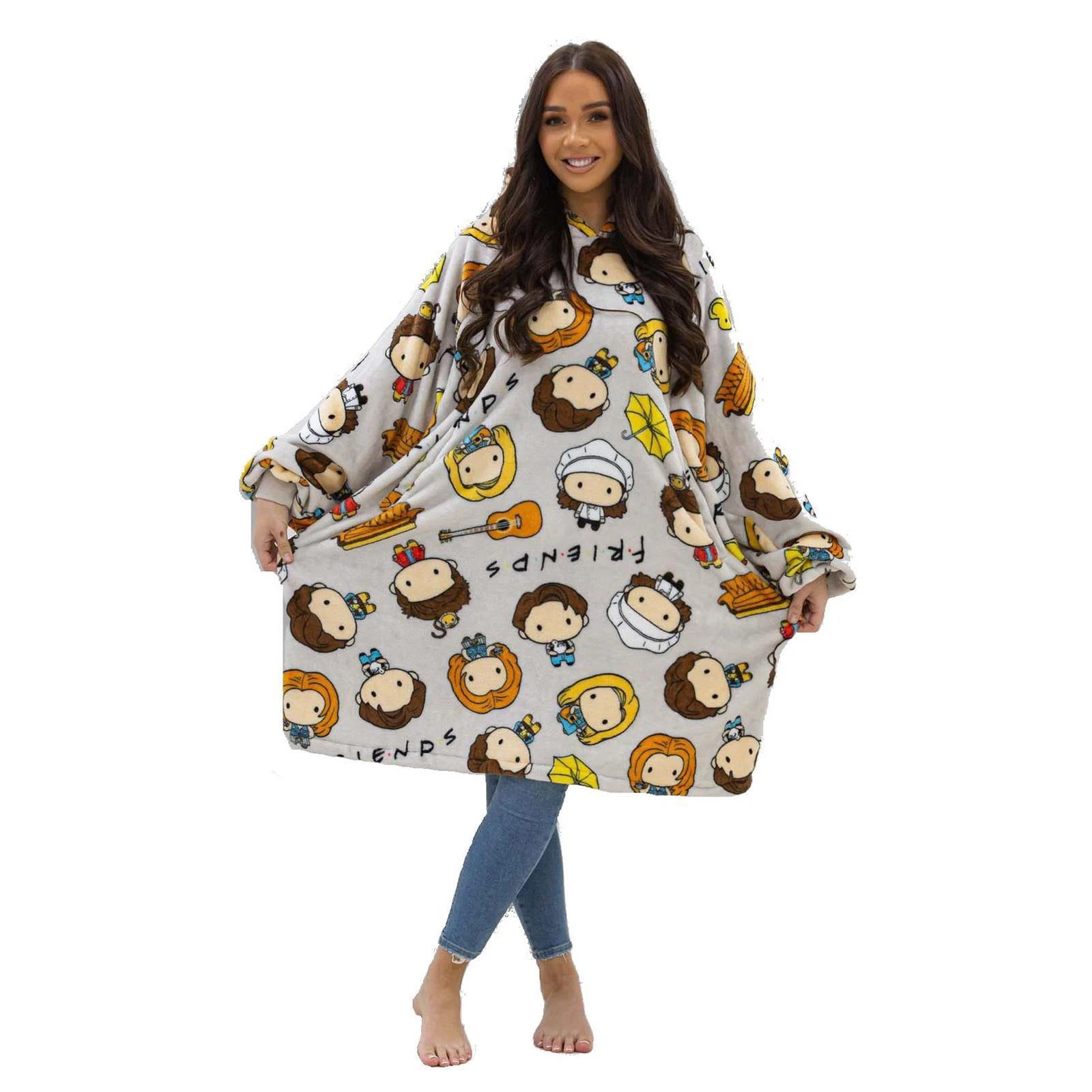 Friends Group Oversized Hoodie Flannel Wearable Blanket