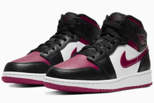 Air Jordan 1 Mid Noble Red Black White 554725-066 GS Size 5Y-7Y BRAND NEW