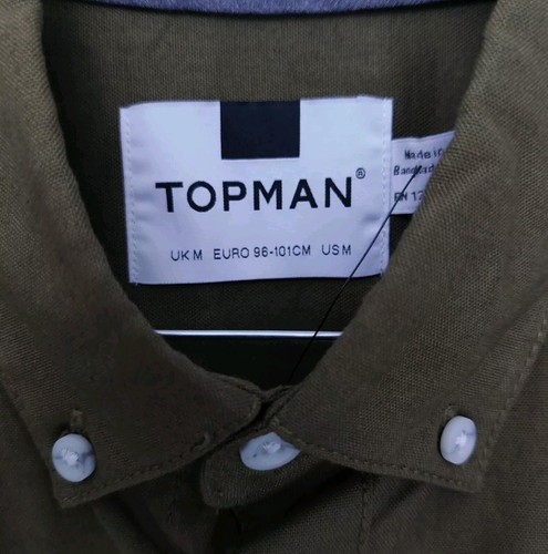 Topman Mens Oxford Long Sleeve Shirt NWT Formal Or Casual / Medium / Khaki Green - Picture 4 of 10