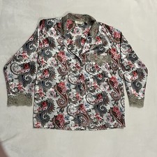 Vtg VICTORIAS SECRET Gold Label Floral Paisley Silky L/S Pajama Top Size M