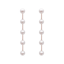 925 Sterling Silver Long Tassel Round Pearl Drop Stud Earrings Women Jewelry UK
