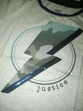 Girls justice long sleeve bling tee size 10 new heathered silver w/camo graphics