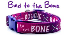 Bad to the Bone dog collar handmade adjustable buckle collar 5/8" wide or leash 