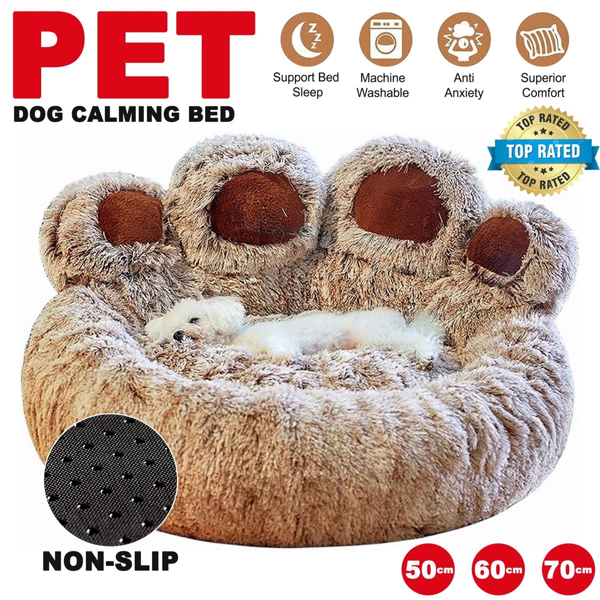 New Plush Pet Dog Bed Calming Cushion For Large Dogs Cat Puppy Paw