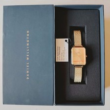 Daniel Wellington Quadro Pressed Unitone Womens Watch Gold Dial Strap & Case New