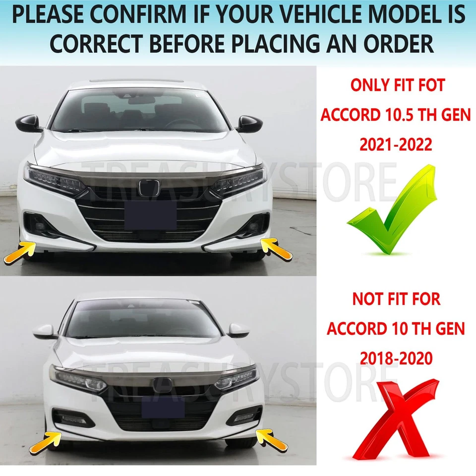 For Honda Accord 21-2022 Yofer V2 Style Gloss Black Rear Bumper Diffuser Spoiler - Image 2 of 4