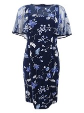 Lauren by Ralph Lauren Women's Embroidered Floral-Print Dress (2, Navy Multi)