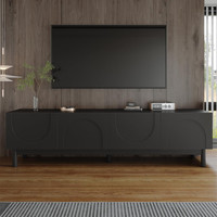 180cm Black TV Stand Media Unit Storage Cabinet Entertainment Console Modern