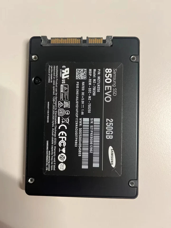 Samsung 850 EVO 250GB 2,5 Zoll SATA III Interne SSD