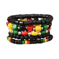 Black History Month Stackable Bracelets Set Juneteenth Accessory African Wooden