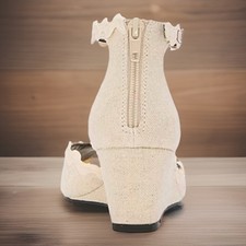 Sandales Plateformes VILLAGER By Liz Claiborne - Taille 8, Naturel, Occasion Excellent état