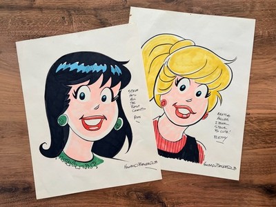 Original 1990 Howard Bender Betty & Veronica 11x14 Art Pair Archie