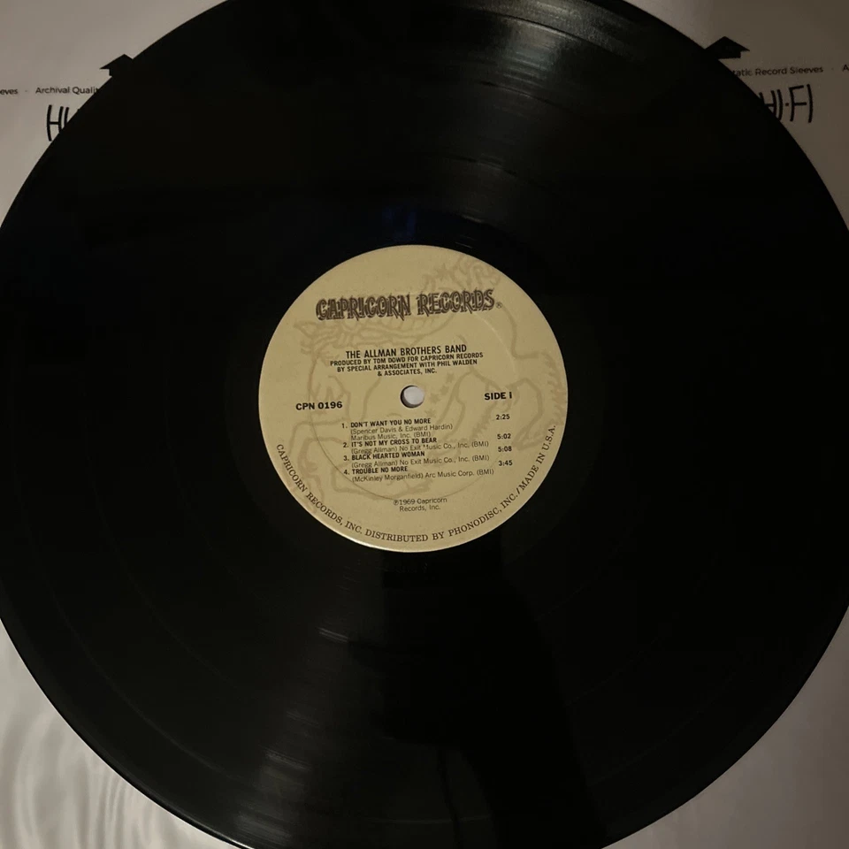 The Allman Brothers Band Self-Titled Vinyl LP Record CPN-0196 Capricorn Vg+ GF Foto 2 de 3
