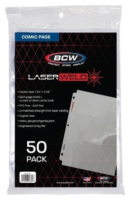 (50 Count) BCW LaserWeld  Comic Page for 3 Ring Binders - Fits Bags and Boards