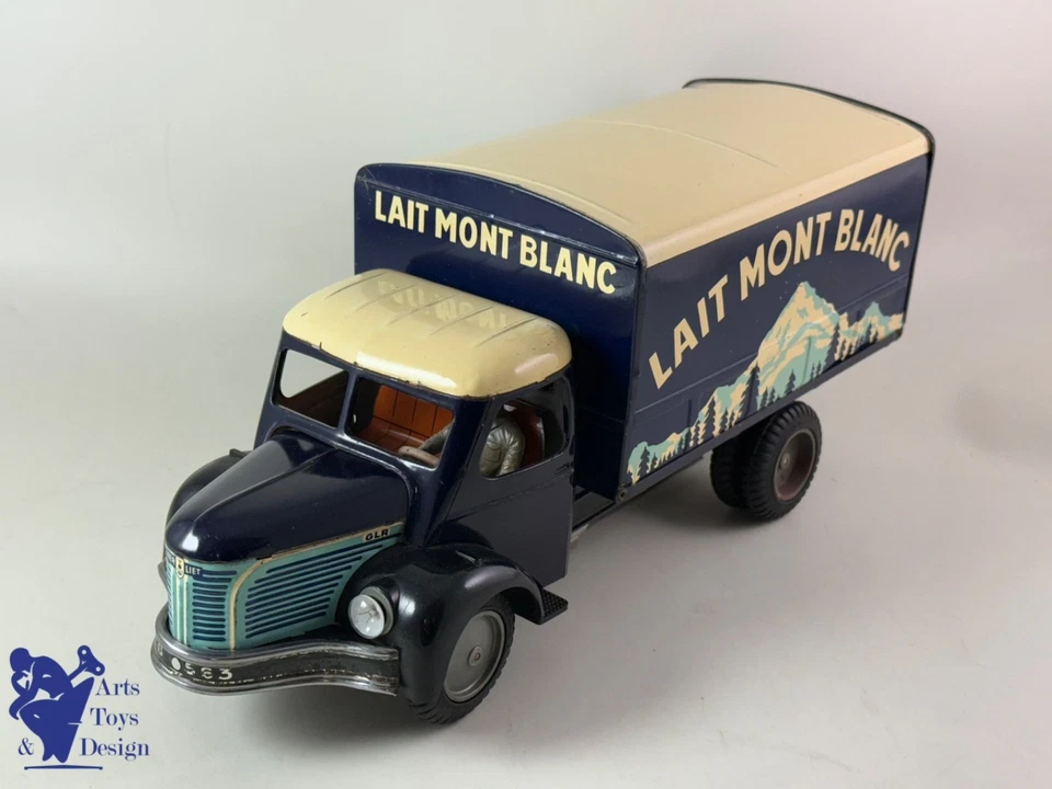 JOUET ANCIEN MONT BLANC RARE PROMO BERLIET LAIT MONT BLANC 38CM FRICTION C.1950 - Photo 2/4