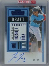 2020 Panini Contenders Isan Diaz Draft Ticket Blue RC Auto /99 Marlins