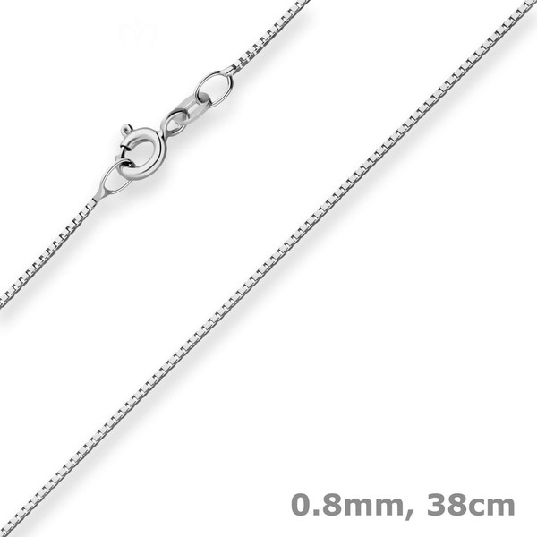 0,8Mm Veneziakette Goldkette Collier Halskette Aus 585 Gold WeißGold 38Cm-image